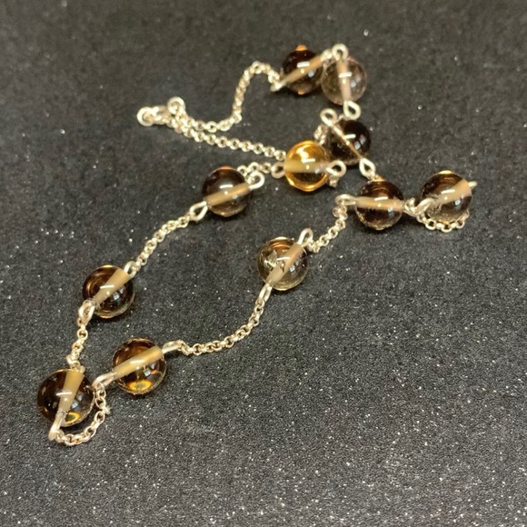 NWOT Sterling Silver Smokey Topaz Beaded Necklace - Picture 12 of 16